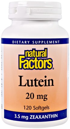 Lutein, 20 mg, 120 Softgels by Natural Factors, 補充劑，抗氧化劑，葉黃素 HK 香港