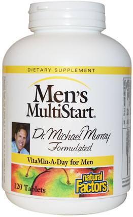 Mens MultiStart, VitaMin A Day for Men, 120 Tablets by Natural Factors, 維生素，男性多種維生素 HK 香港