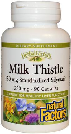 Milk Thistle, 250 mg, 90 Capsules by Natural Factors, 補充劑，抗氧化劑，薑黃素，薑黃，健康，奶薊（水飛薊素） HK 香港