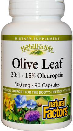 Olive Leaf, 500 mg, 90 Capsules by Natural Factors, 健康，感冒流感和病毒，橄欖葉 HK 香港