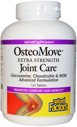 OsteoMove, Extra Strength Joint Care, 120 Tablets by Natural Factors, 補充劑，氨基葡萄糖，健康，骨骼，骨質疏鬆症，關節健康 HK 香港