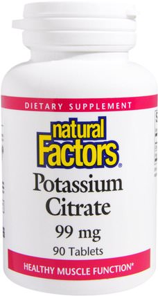 Potassium Citrate, 99 mg, 90 Tablets by Natural Factors, 補充劑，礦物質，鉀 HK 香港
