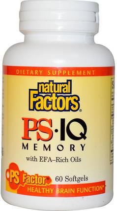 PS IQ Memory with EFA-Rich Oils, 60 Softgels by Natural Factors, 補充劑，磷脂酰絲氨酸，抗衰老 HK 香港