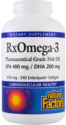 Rx Omega-3 Factors, EPA 400 mg/DHA 200 mg, 240 Softgels by Natural Factors, 補充劑，efa omega 3 6 9（epa dha），魚油 HK 香港
