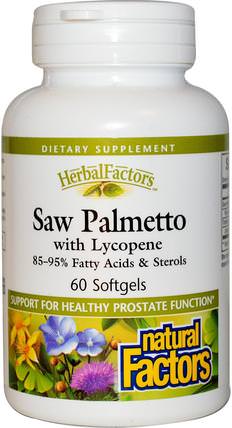 Saw Palmetto, with Lycopene, 60 Softgels by Natural Factors, 補充劑，抗氧化劑，番茄紅素，健康，男性 HK 香港
