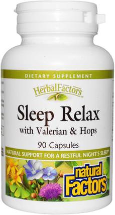 Sleep Relax, with Valerian & Hops, 90 Capsules by Natural Factors, 補品，睡覺，纈草 HK 香港