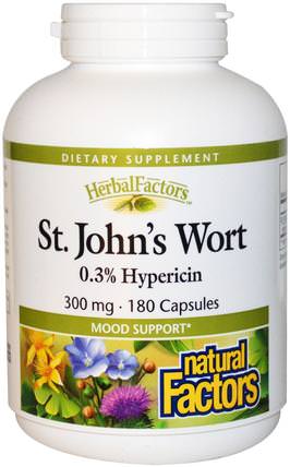 St. Johns Wort, 300 mg, 180 Capsules by Natural Factors, 草藥，聖。約翰斯麥汁 HK 香港