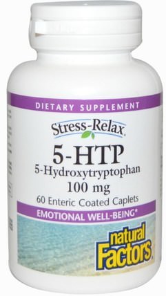 Stress-Relax, 5-HTP, 100 mg, 60 Enteric Coated Caplets by Natural Factors, 補充劑，5-htp，5-htp 100 mg HK 香港