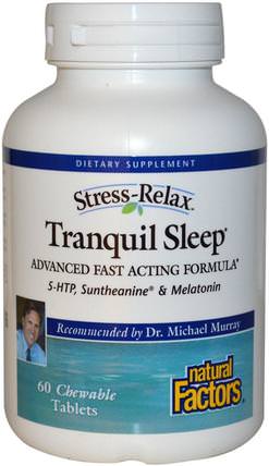 Stress-Relax, Tranquil Sleep, 60 Chewable Tablets by Natural Factors, 補充劑，5-htp，睡覺 HK 香港