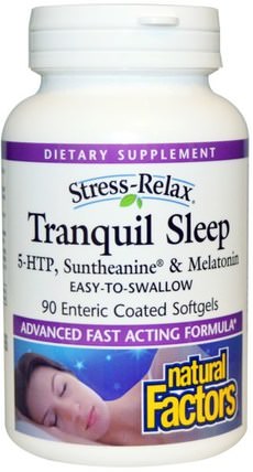 Stress-Relax, Tranquil Sleep, 90 Enteric Coated Softgels by Natural Factors, 補充劑，5-htp，褪黑激素 HK 香港