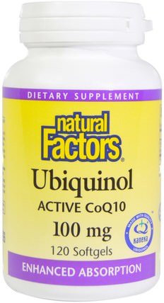 Ubiquinol, QH Active CoQ10, 100 mg, 120 Softgels by Natural Factors, 補充劑，抗氧化劑，泛醇qh，泛醇coq10 HK 香港