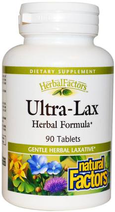 Ultra-Lax, Herbal Formula, 90 Tablets by Natural Factors, 健康，便秘 HK 香港