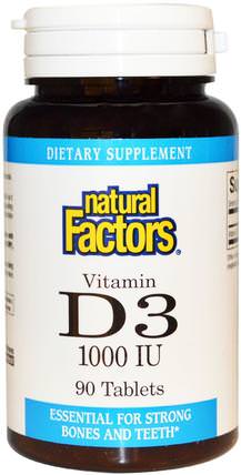 Vitamin D3, 1000 IU, 90 Tablets by Natural Factors, 維生素，維生素D3 HK 香港