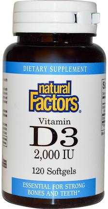 Vitamin D3, 2000 IU, 120 Softgels by Natural Factors, 維生素，維生素D3 HK 香港
