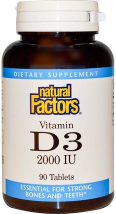 Vitamin D3, 2000 IU, 90 Tablets by Natural Factors, 維生素，維生素D3 HK 香港