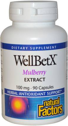 WellBetX, Mulberry Extract, 100 mg, 90 Capsules by Natural Factors, 補品，桑椹 HK 香港