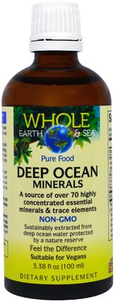 Whole Earth & Sea Deep Ocean Minerals, 3.38 fl oz (100 ml) by Natural Factors, 補品，礦物質 HK 香港