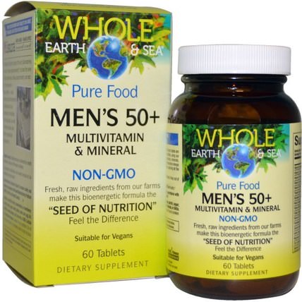 Whole Earth & Sea, Mens 50+ Multivitamin & Mineral, 60 Tablets by Natural Factors, 維生素，男性多種維生素 - 老年人 HK 香港