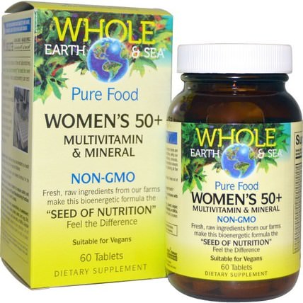 Whole Earth & Sea, Womens 50+ Multivitamin & Mineral, 60 Tablets by Natural Factors, 維生素，女性多種維生素 - 老年人 HK 香港