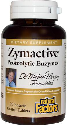 Zymactive, Proteolytic Enzymes, 90 Enteric Coated Tablets by Natural Factors, 補品，酶，zymactive HK 香港