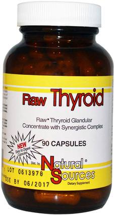 Raw Thyroid, 90 Capsules by Natural Sources, 補品，牛產品，健康，甲狀腺 HK 香港