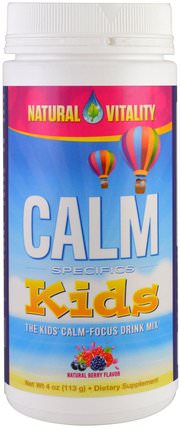 Calm Specifics, Kids, Calm-Focus Drink Mix, Natural Berry, 4 oz (113 g) by Natural Vitality, 補品，礦物質 HK 香港