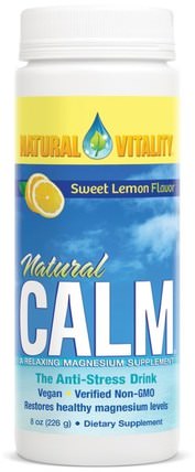 Natural Calm, The Anti-Stress Drink, Organic Sweet Lemon Flavor, 8 oz (226 g) by Natural Vitality, 補品，礦物質，鎂，自然平靜 HK 香港