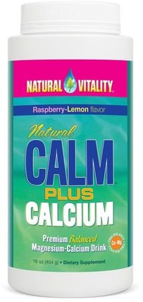 Natural Calm Plus Calcium, Organic Raspberry-Lemon Flavor, 16 oz (454 g) by Natural Vitality, 補品，礦物質，鈣和鎂，自然平靜 HK 香港