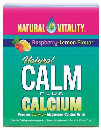 Natural Calm Plus Calcium, Raspberry-Lemon Flavor, 30 Single-Serving Packs, 0.15 oz (4.2 g) Each by Natural Vitality, 補品，礦物質，鈣和鎂，自然平靜 HK 香港