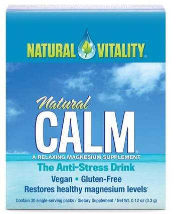 Natural Calm, The Anti-Stress Drink, Original (Unflavored), 30 Single-Serving Packs, 0.12 oz (3.3 g) by Natural Vitality, 健康，自然平靜，抗壓力 HK 香港