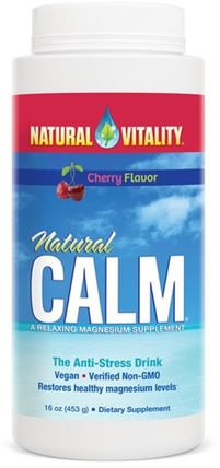 Natural Calm, The Anti-Stress Drink, Cherry Flavor, 16 oz (453 g) by Natural Vitality, 補品，礦物質，鎂，自然平靜 HK 香港