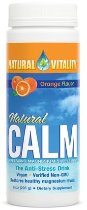 Natural Calm, The Anti-Stress Drink, Orange Flavor, 8 oz (226 g) by Natural Vitality, 補品，礦物質，鎂，自然平靜 HK 香港