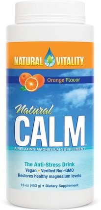 Natural Calm, The Anti-Stress Drink, Organic Orange Flavor, 16 oz (453 g) by Natural Vitality, 補品，礦物質，鎂，自然平靜 HK 香港