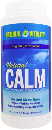 Natural Calm, The Anti-Stress Drink, Original (Unflavored), 16 oz (453 g) by Natural Vitality, 補品，礦物質，鎂，自然平靜 HK 香港