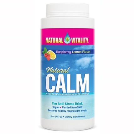 Natural Calm, The Anti-Stress Drink, Organic Raspberry-Lemon Flavor, 16 oz (453 g) by Natural Vitality, 補品，礦物質，鎂，自然平靜 HK 香港