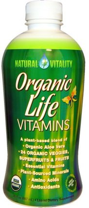 Organic Life Vitamins, Organic Raspberry-Cranberry Flavor, 30 fl oz (887 ml) by Natural Vitality, 維生素，多種維生素，液體多種維生素 HK 香港
