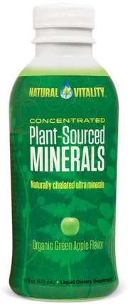 Plant-Sourced Minerals, Organic Green Apple Flavor, 16 fl oz (473 ml) by Natural Vitality, 補品，礦物質，多種礦物質，液體礦物質 HK 香港
