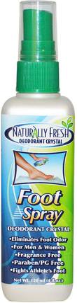 Deodorant Crystal, Foot Spray, 4 fl oz (120 ml) by Naturally Fresh, 洗澡，美容，腳部護理，除臭 HK 香港