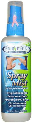 Spray Mist, Body Deodorant, 4 fl oz (120 ml) by Naturally Fresh, 洗澡，美容，除臭噴霧 HK 香港