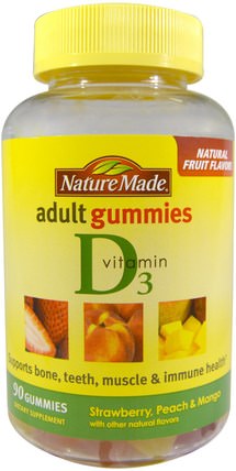 Adult Gummies, Vitamin D3, 90 Gummies by Nature Made, 維生素，維生素D3，維生素D gummies HK 香港