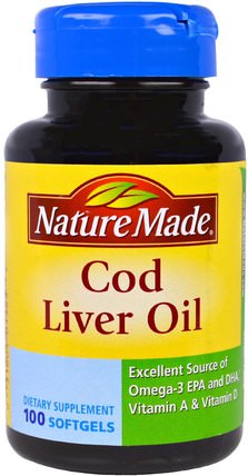 Cod Liver Oil, 100 Softgels by Nature Made, 補充劑，抗生素，大蒜，健康，肝臟健康 HK 香港