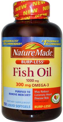 Fish Oil, Omega-3, 1000 mg, 150 Liquid Softgels by Nature Made, 補充劑，efa omega 3 6 9（epa dha），魚油，魚油軟膠囊 HK 香港