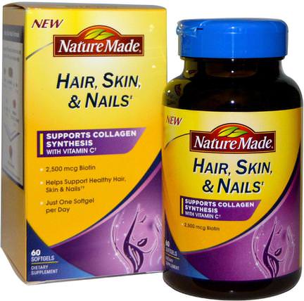 Hair, Skin, & Nails, 60 Softgels by Nature Made, 健康，女性，頭髮補充劑，指甲補品，皮膚補充劑 HK 香港