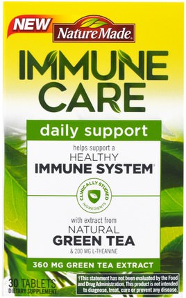 Immune Care, Daily Support, Green Tea Extract, 30 Tablets by Nature Made, 補品，健康，免疫支持 HK 香港