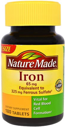 Iron, 180 Tablets by Nature Made, 補品，礦物質，鐵 HK 香港