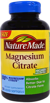 Magnesium Citrate, 120 Liquid Softgels by Nature Made, 補充劑，礦物質，鈣和鎂 HK 香港