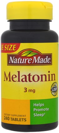 Melatonin, 3 mg, 240 Tablets by Nature Made, 補充，睡覺 HK 香港