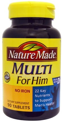 Multi for Him, No Iron, 90 Tablets by Nature Made, 維生素，男性多種維生素 HK 香港