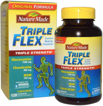 Triple Flex, Triple Strength, 120 Tablets by Nature Made, 補充劑，氨基葡萄糖，健康，骨骼，骨質疏鬆症，關節健康 HK 香港
