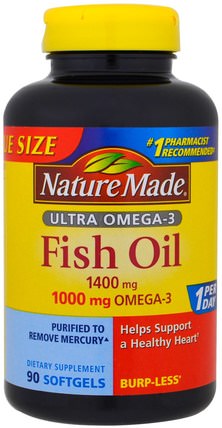 Ultra Omega-3, Fish Oil, 1400 mg, 90 Softgels by Nature Made, 補充劑，efa omega 3 6 9（epa dha），魚油 HK 香港